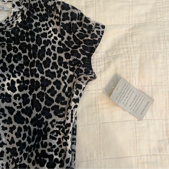 Animal Print Dress Velvet Torch Snow Leopard Short Sleeve Mock Midi - Picture 3 of 4